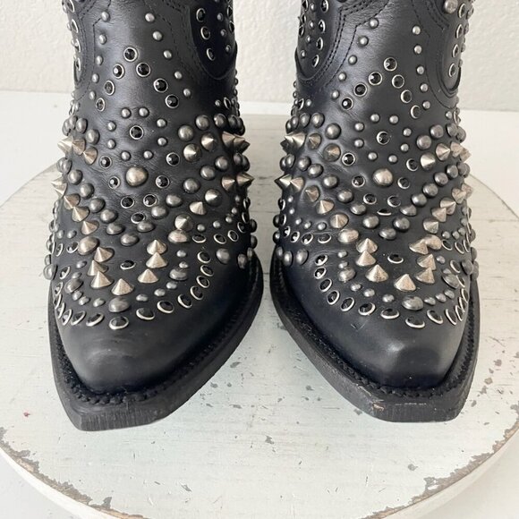 Lane DOLLY Womens Cowboy Bootie 9.5 Black Leather Western Cowgirl Short Boots - Picture 7 of 12